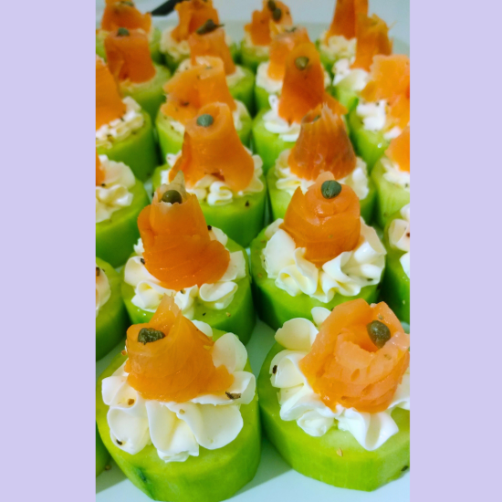 Salmon Rolls Cucumber Cups