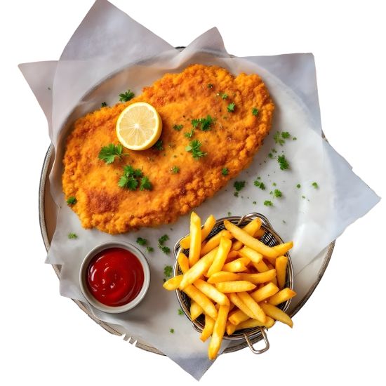 House Made Chicken Schnitzel w' mash or chips