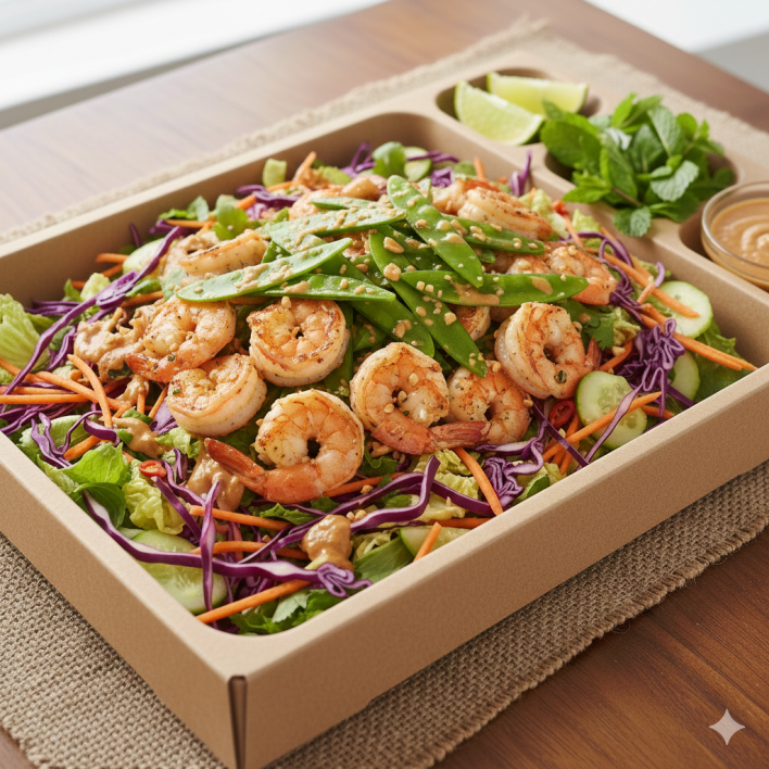 Shredded Snow Pea and prawn salad Tray