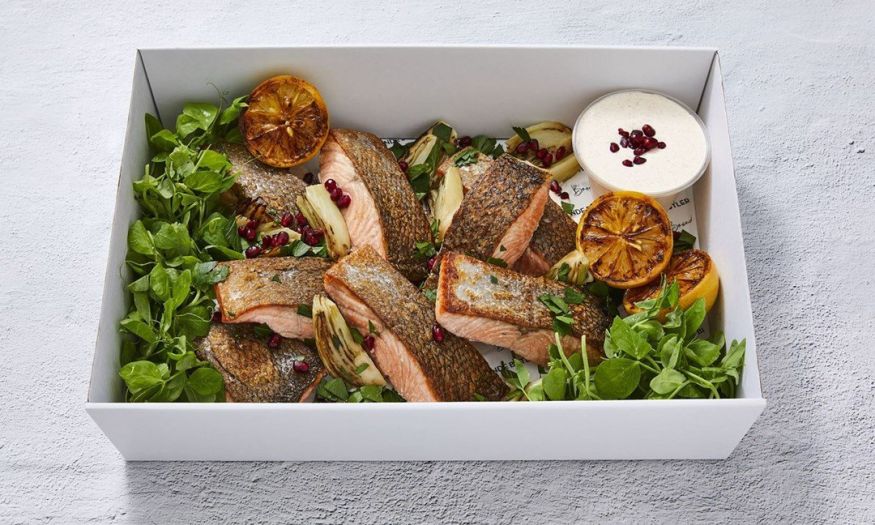 180g Cooked Salmon Portions with Yoghurt, Charred Fennel, and Lemon