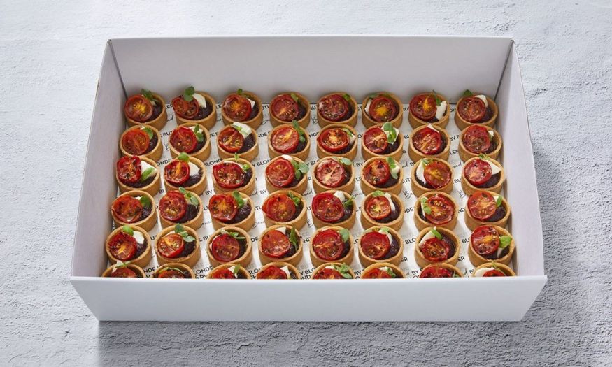 Black Olive, Blistered Tomato & Bocconcini Tarts