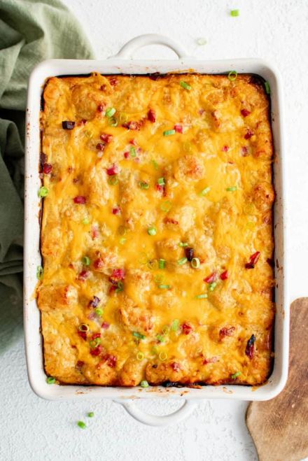 Tater Tot Breakfast Casserole with Ham Family Size