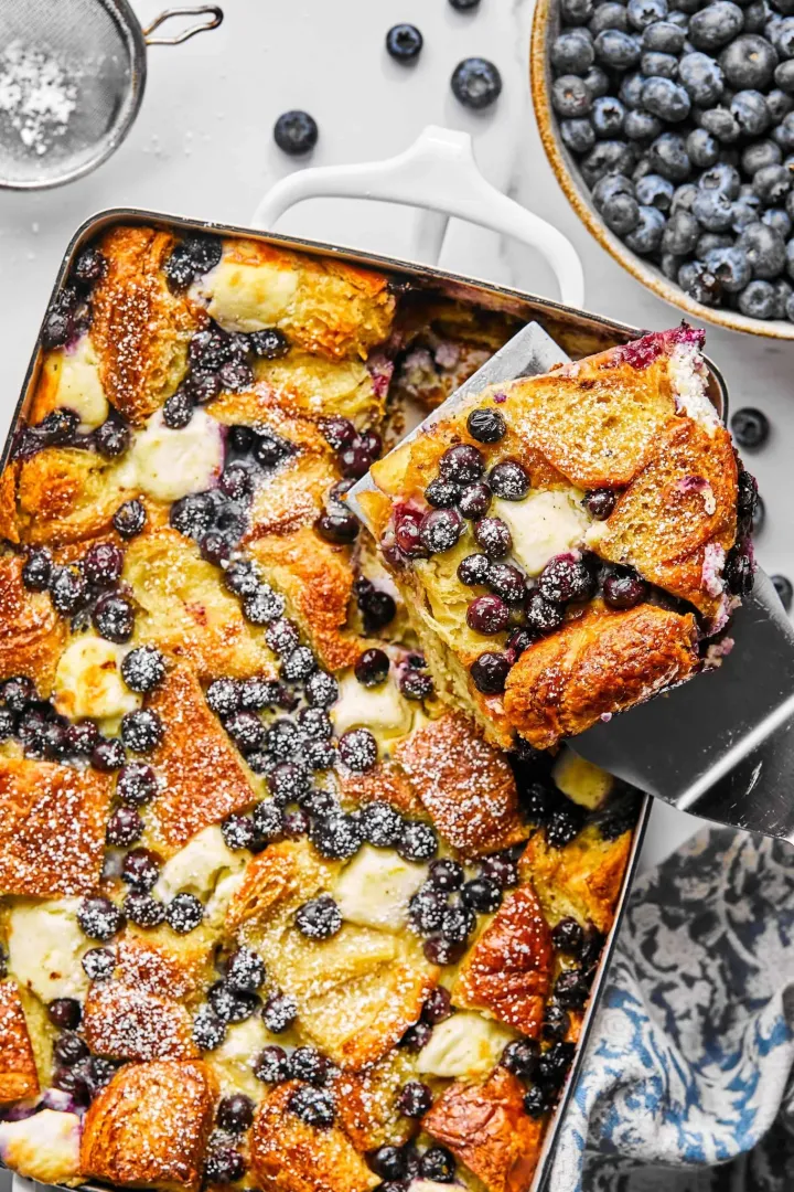 Blueberry, Cream Cheese, & Croissant Casserole