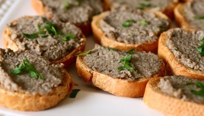 Mushroom Herb Pate on Crostini