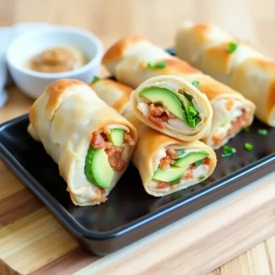 Chicken Beef Bacon Avocado Egg Rolls