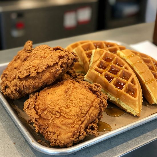 Fried Chicken & Waffle with Maple Drizzle