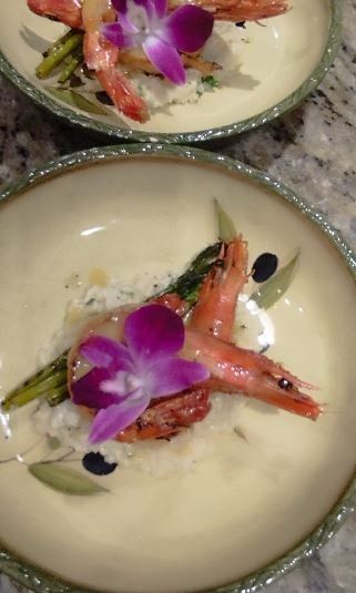 Grilled Shrimp with Herb Risotto & Lemon Honey Mustard Cream