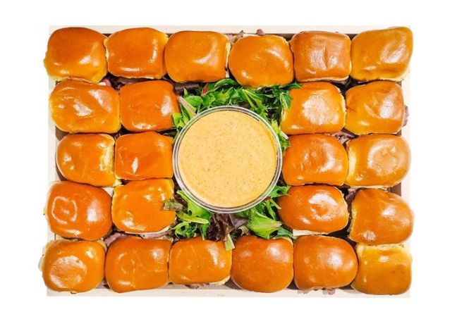 Mollie's Famous Grilled Tri-Tip Slider Board with Red Pepper Aioli