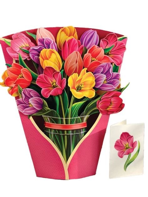 Fresh Cut Paper Card - Festive Tulips