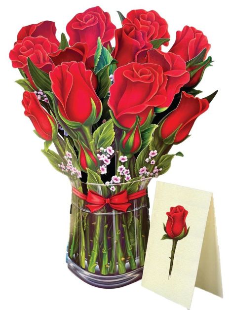 Fresh Cut Paper Card - Red Rose