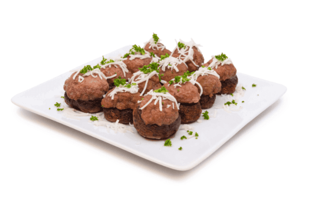Stuffed Mushrooms With Meat & Asiago by the dozen