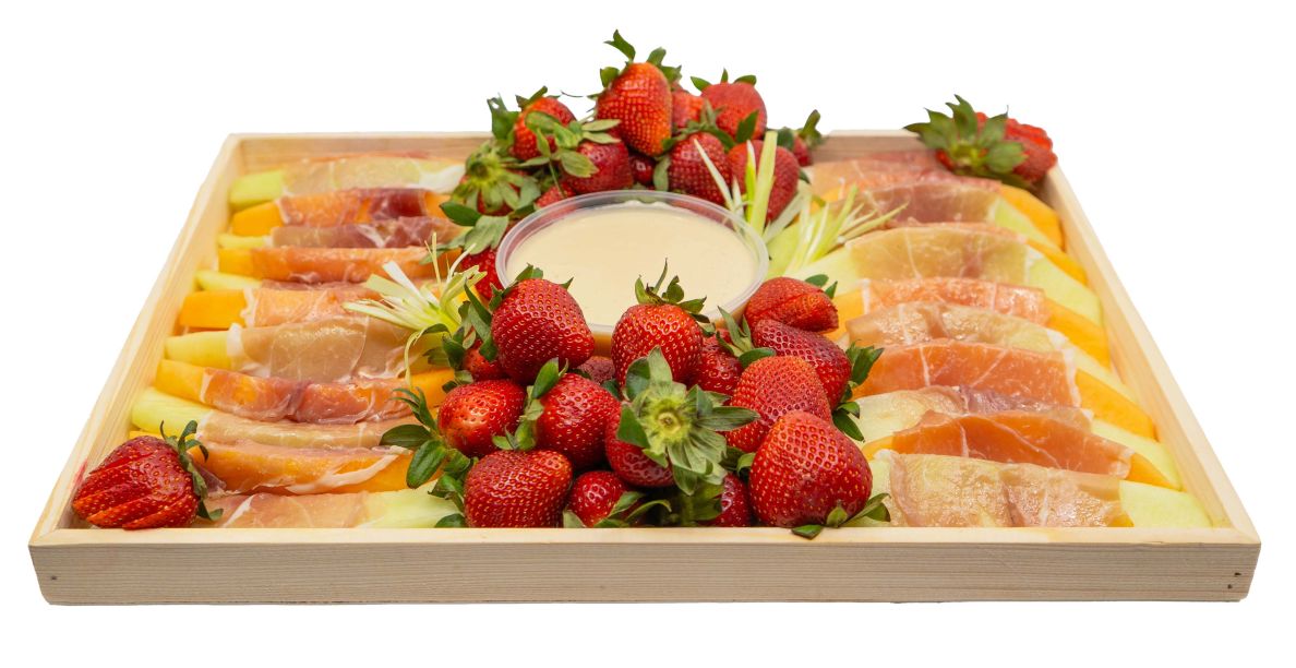 Prosciutto Wrapped Melon & Strawberries Party Board (Serves 10 to 12)