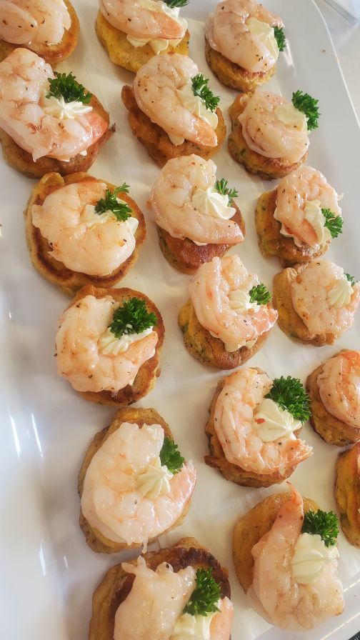 Corn fritters with Prawns