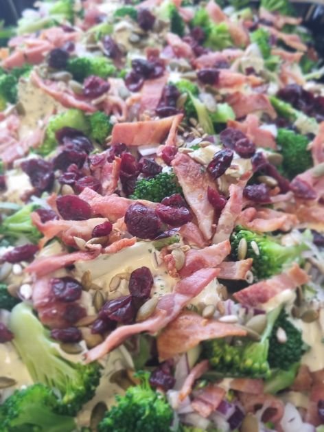 Christmas Celebration Salad Broccoli, bacon and Cranberry 