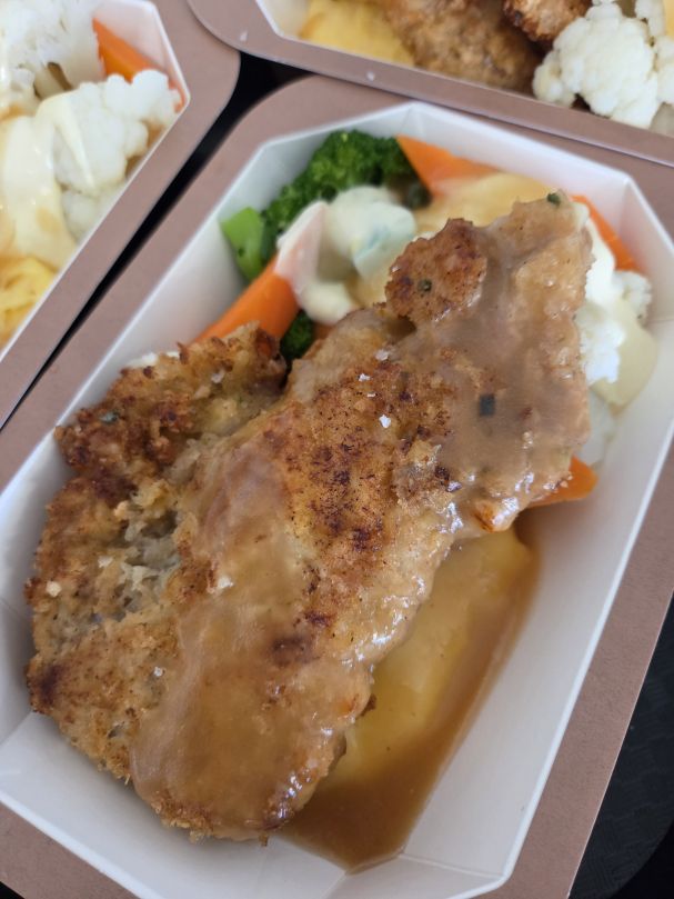 Pork Cutlet with Parmesan Polenta and Vege - Micro