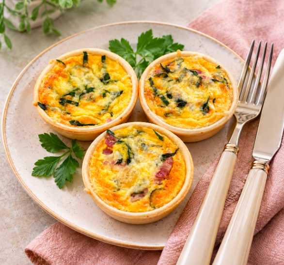 Bacon, egg & spinach quiche (Individual large) 