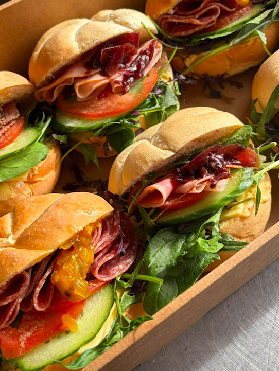 Filled Roll, kaiser roll freshly baked by us to order, filled with meat, salad & relish 
