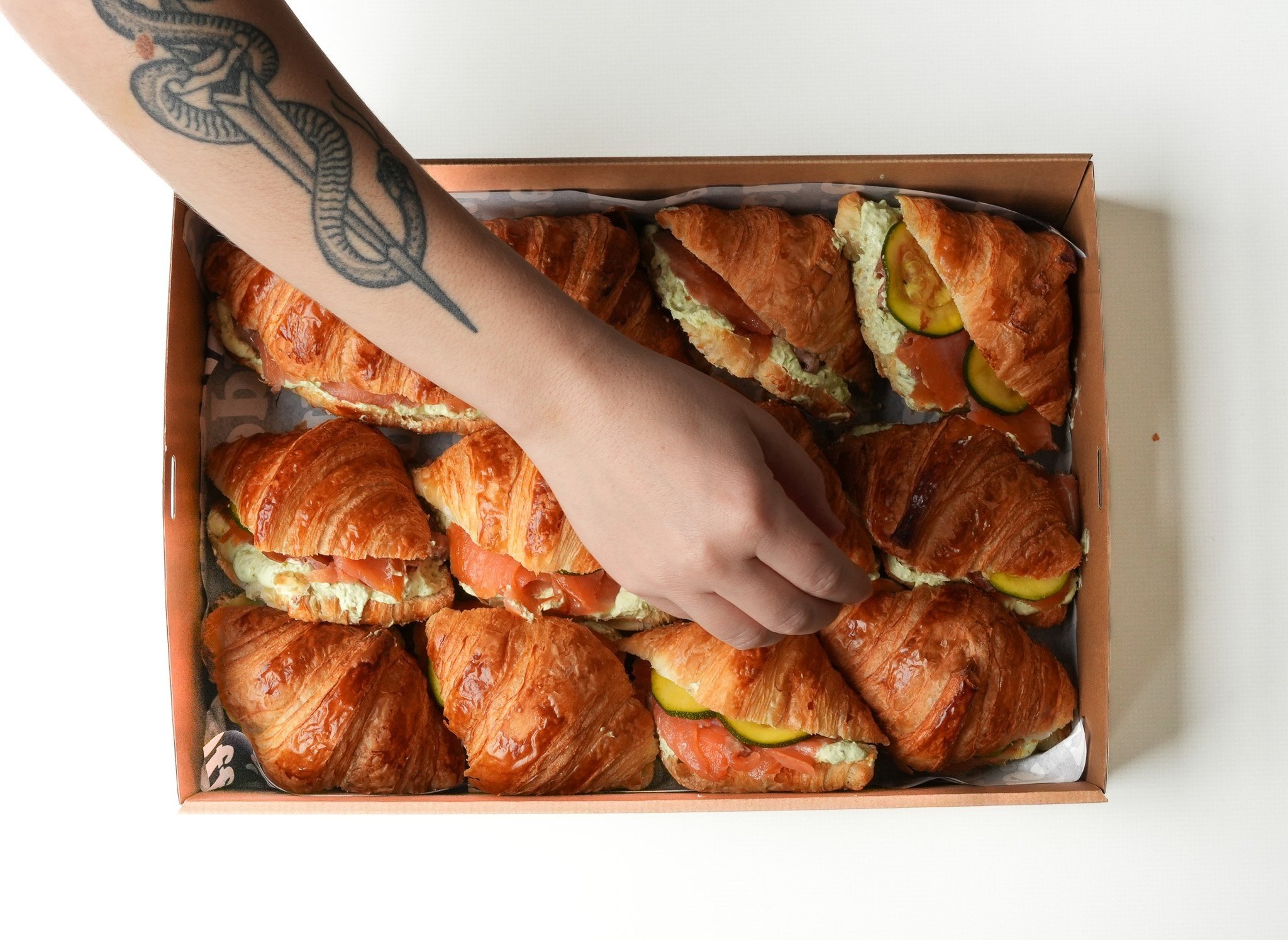 MINI SMOKED SALMON & DILL CREAM CHEESE CROISSANTS