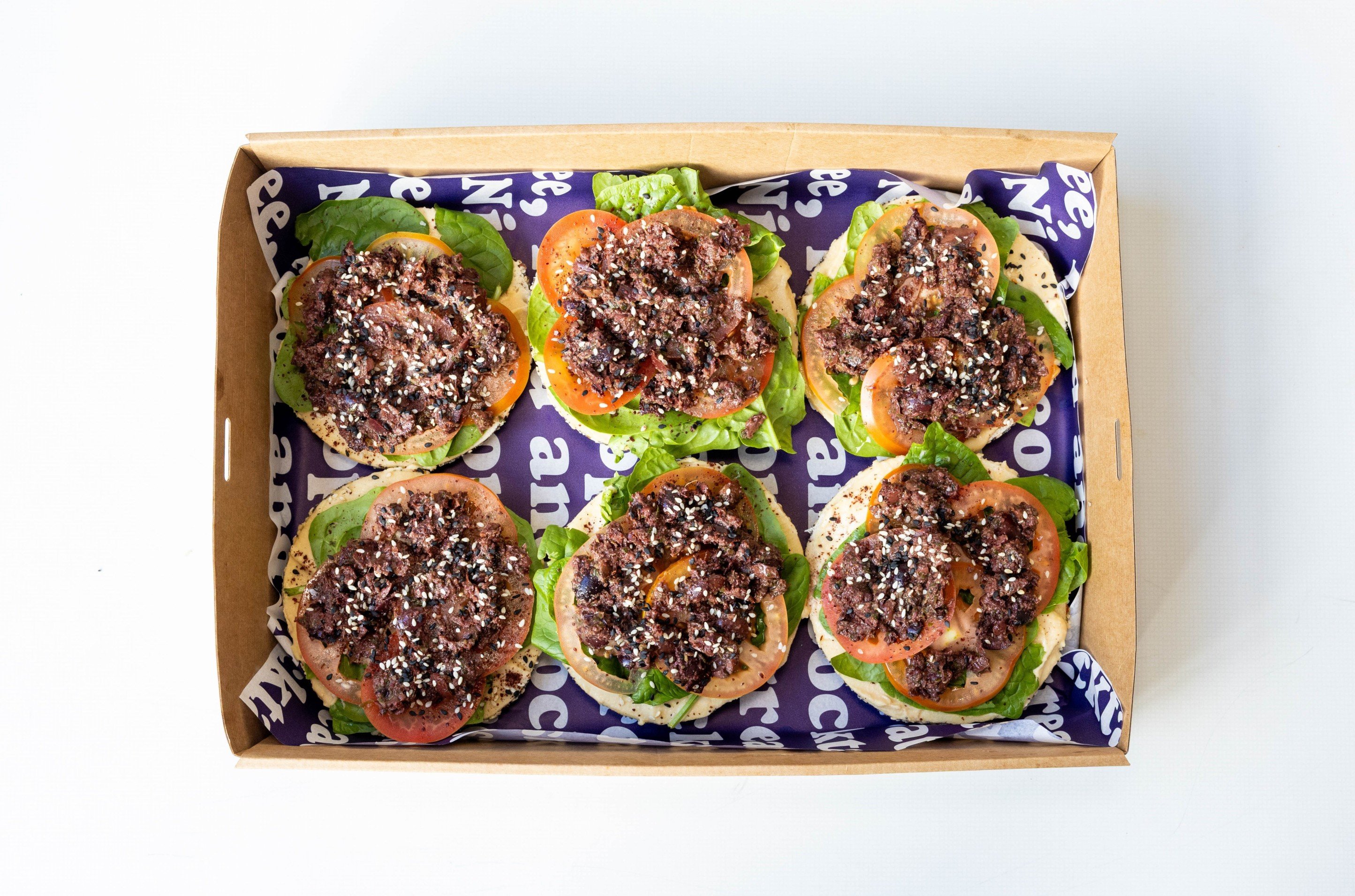 New BAGELS | TOMATO, HUMMUS & OLIVE TAPENADE
