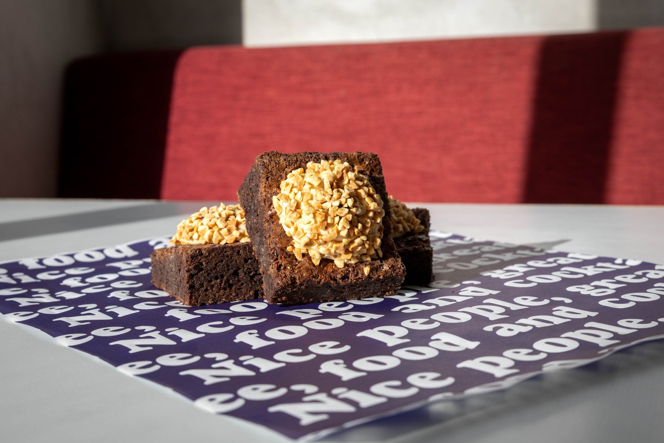 New RASPBERRY CHOC BROWNIE WITH PEANUT BUTTER FROSTING