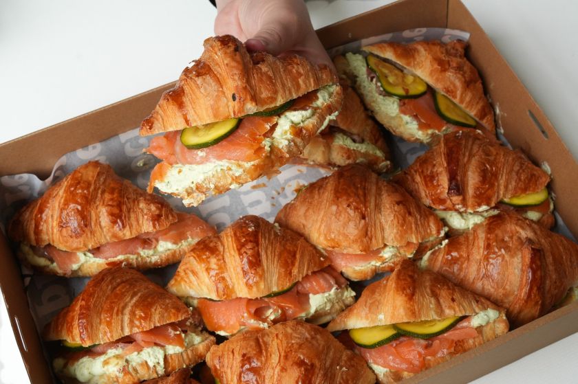 MINI SMOKED SALMON & DILL CREAM CHEESE CROISSANTS
