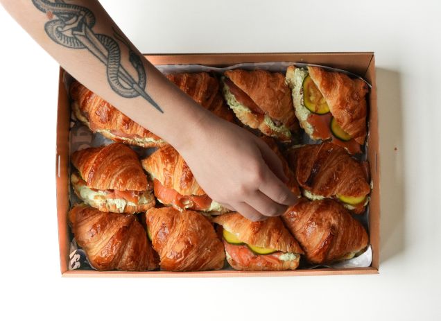 MINI SMOKED SALMON & DILL CREAM CHEESE CROISSANTS