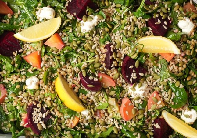 BEETROOT, FREEKEH & LABNEH SALAD