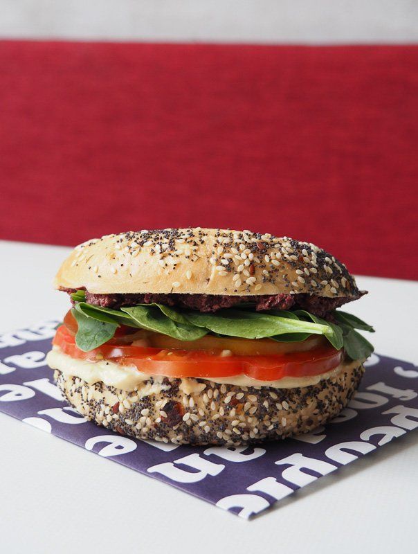 New BAGELS | TOMATO, HUMMUS & OLIVE TAPENADE