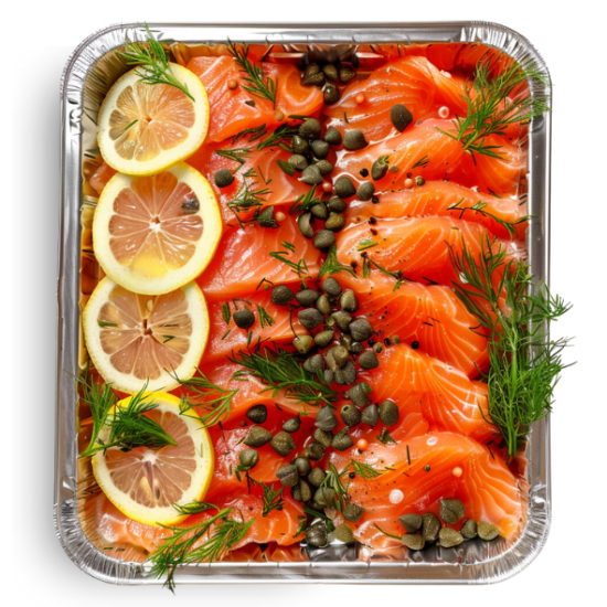 House Cured Salmon Platter with Whipped Dill Cream Cheese (12 Slices)