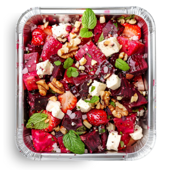 Balsamic Beet Salad w/ Strawberries, Goat Cheese, Mint & Walnuts (32 oz.)