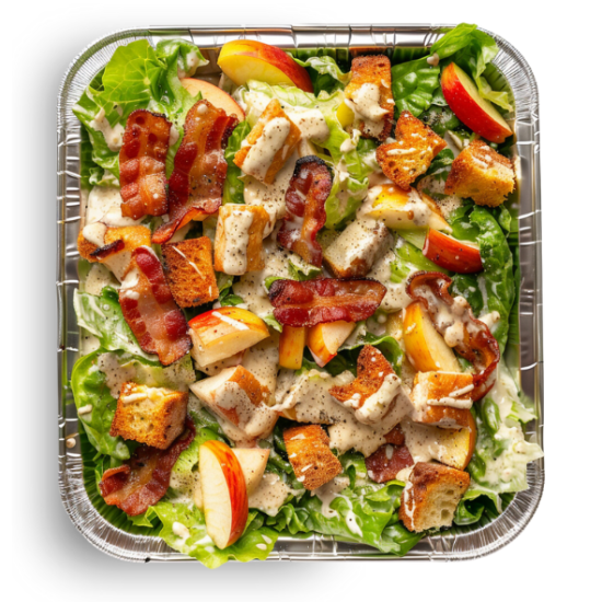 Cabbage Cesar with Ginger Tahini Dressing, Candied Apples & Bacon Butter Croutons