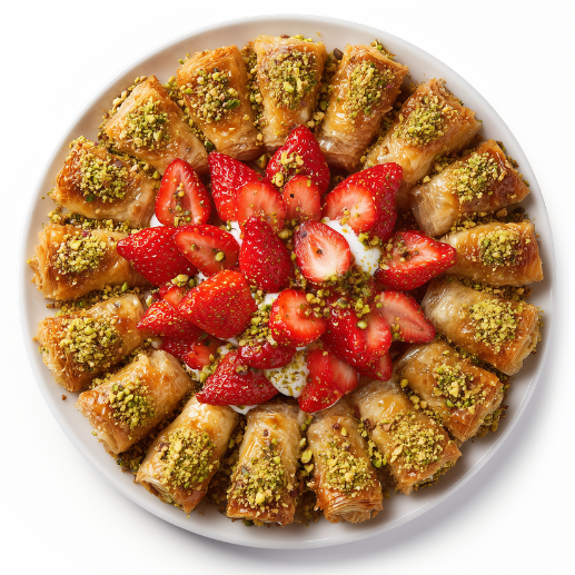 Mixed Baklava Trey w/ Strawberries (16 Pieces)