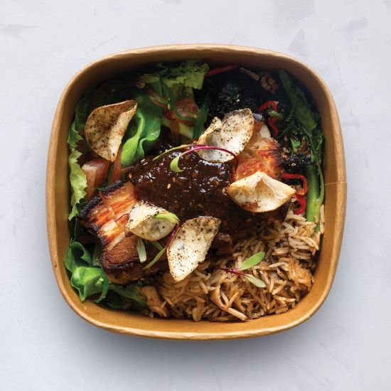 Roasted Tamarind Pork Belly with Cassava Crisps